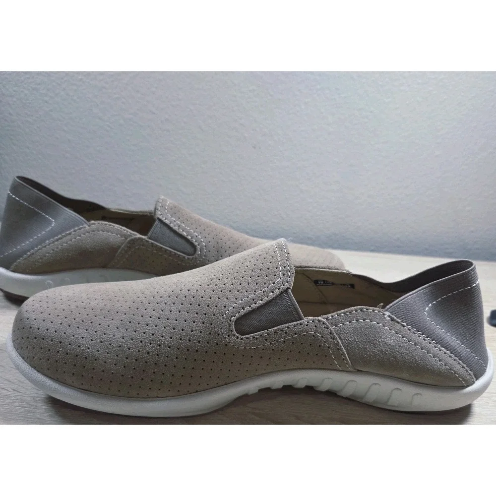 Spenco Siesta Perforated Suede‎ Slip On Orthotic Comfort Walking Shoes Women 9